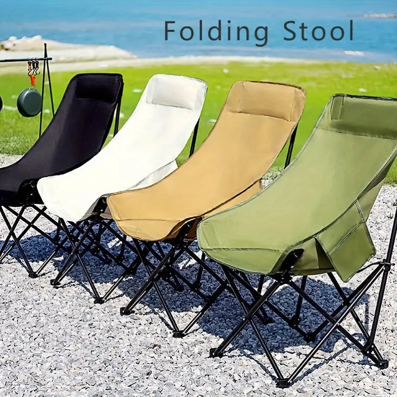 1pc Deluxe Camping Folding High Back Moon Chair