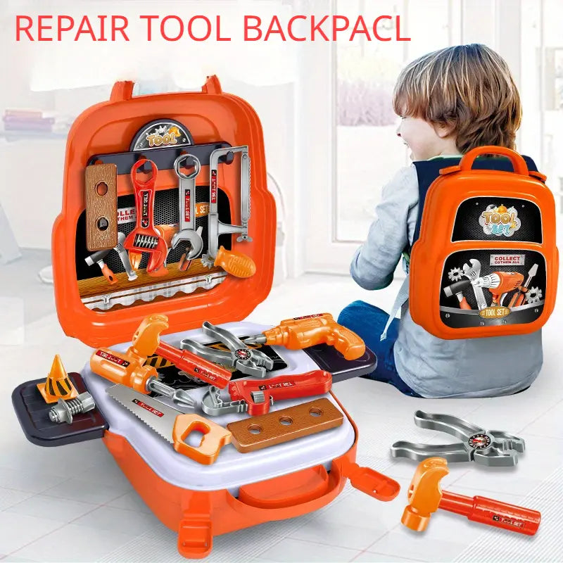 22-Piece Deluxe Backpack Toy Disassembly and Repair Kit - Realistic Simulation Home Repair Tools, Educational Toy