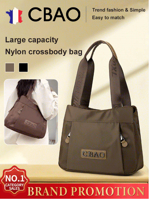 Manufacture Fashion Trendy Nylon Tote Bag-Brown