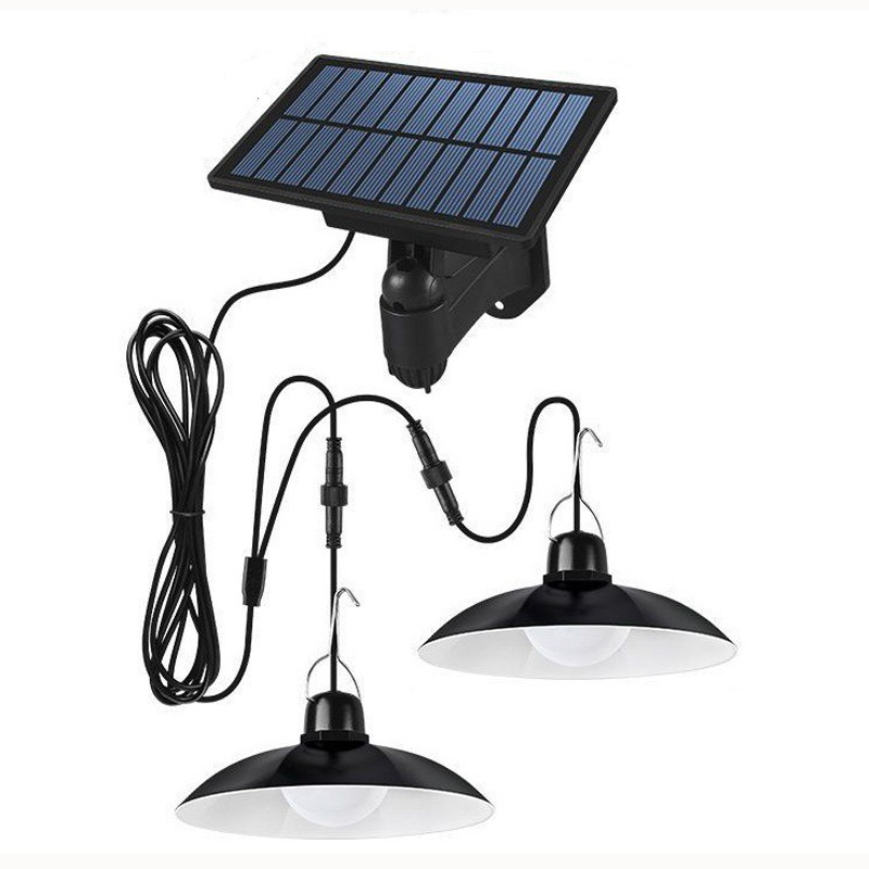 IP65 Waterproof Double Head Solar Pendant Light Outdoor Indoor Solar Lamp Shed Lights With Cable For Garden Yard