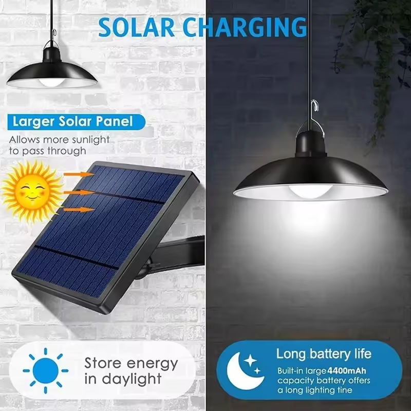 IP65 Waterproof Double Head Solar Pendant Light Outdoor Indoor Solar Lamp Shed Lights With Cable For Garden Yard