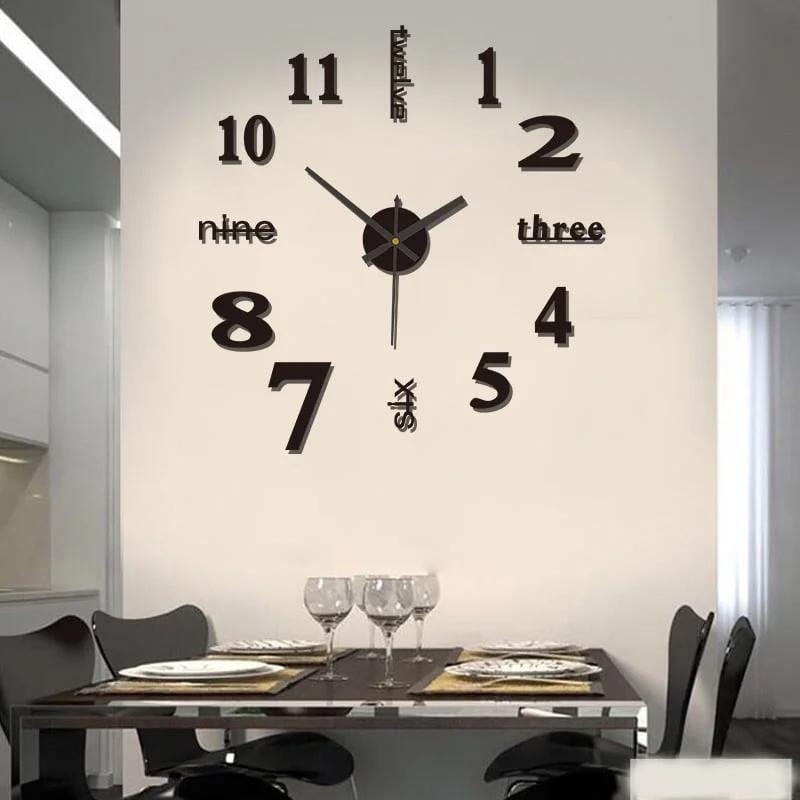 Acrylic wall clock with mirror wall paste suitable for decorative home living room background wall clock