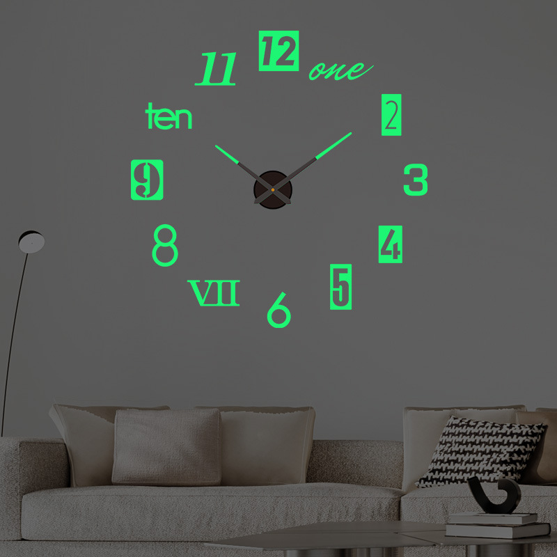 Acrylic wall clock with mirror wall paste suitable for decorative home living room background wall clock