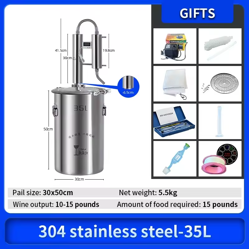 60L 304 stainless steel home distiller whisky wine Brandy alcohol distillation equipment