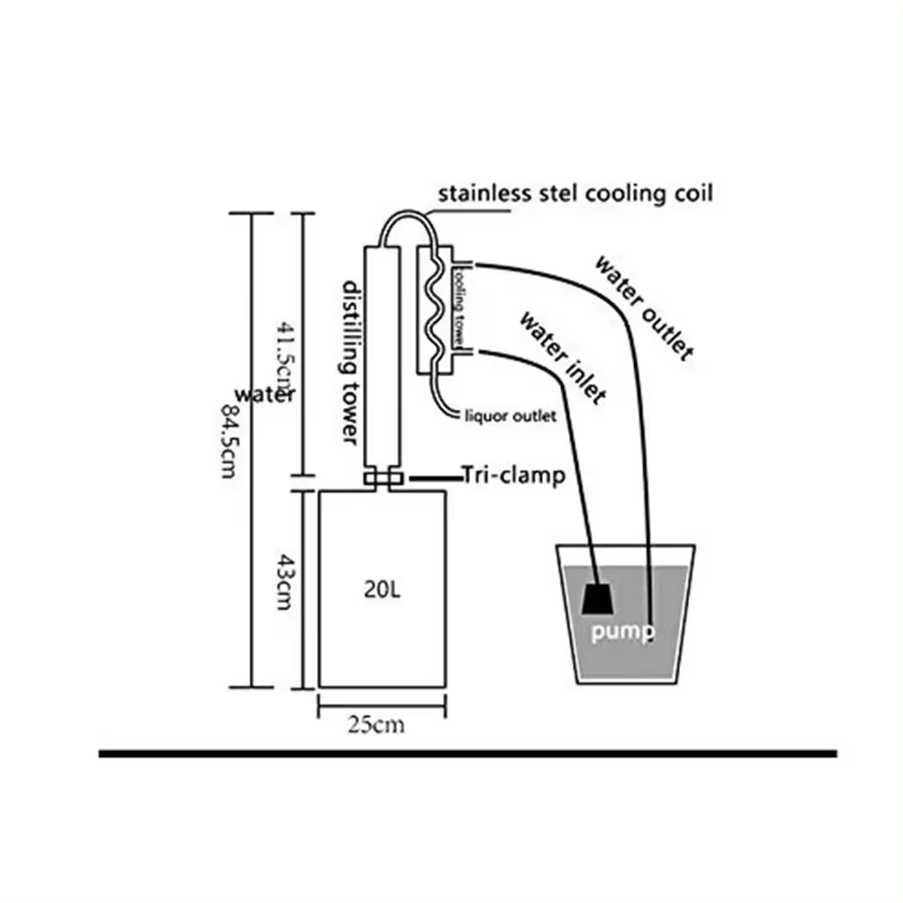 60L 304 stainless steel home distiller whisky wine Brandy alcohol distillation equipment