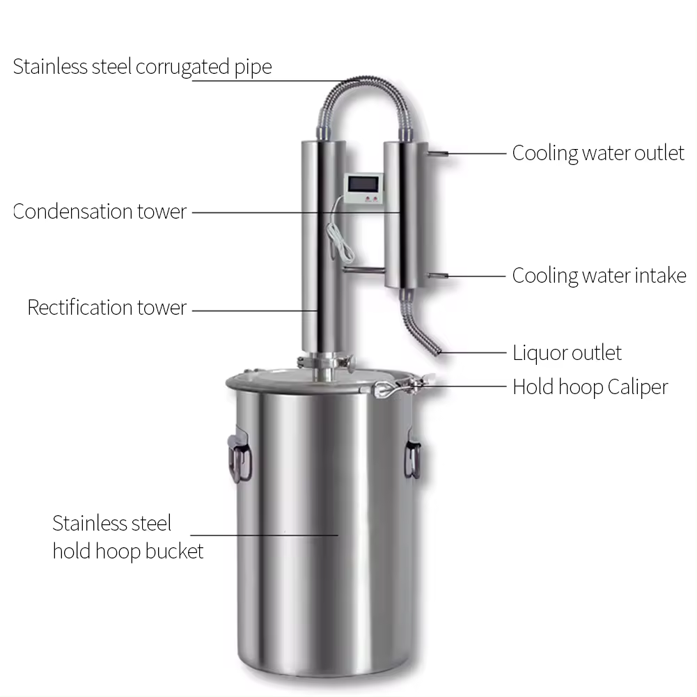 60L 304 stainless steel home distiller whisky wine Brandy alcohol distillation equipment