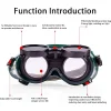 Welding Glasses Safety Windproof Glasses Anti-impact Double Flip Welding Glasses