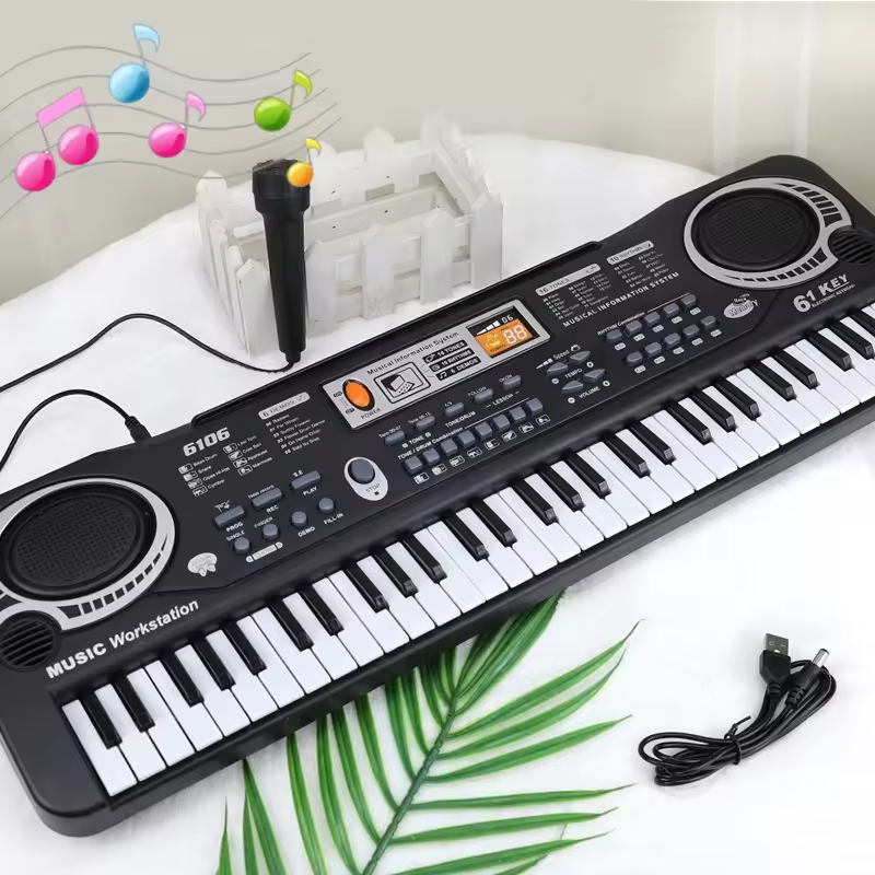 Kids Electronic Piano Keyboard Portable 61 Keys Organ with Microphone Education Toys Musical Instrument Gift for Child Beginner