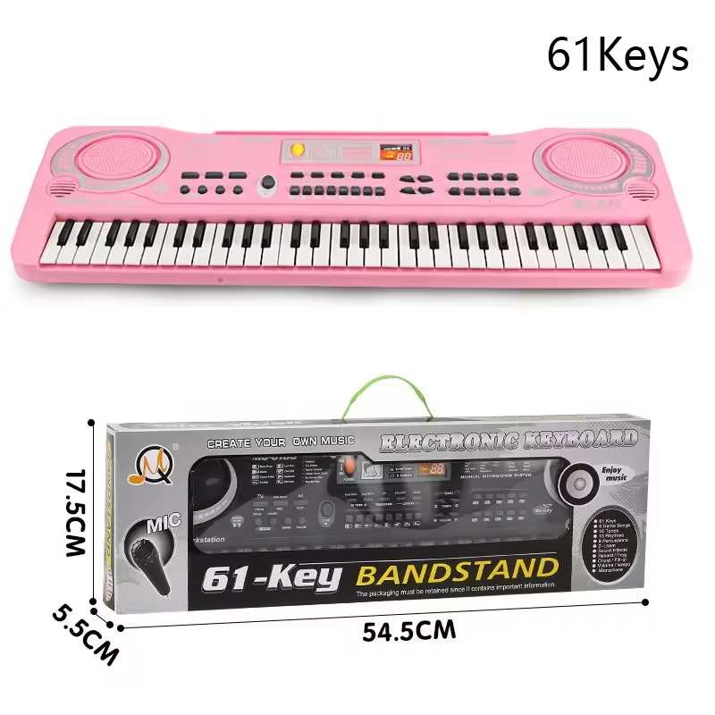 Kids Electronic Piano Keyboard Portable 61 Keys Organ with Microphone Education Toys Musical Instrument Gift for Child Beginner