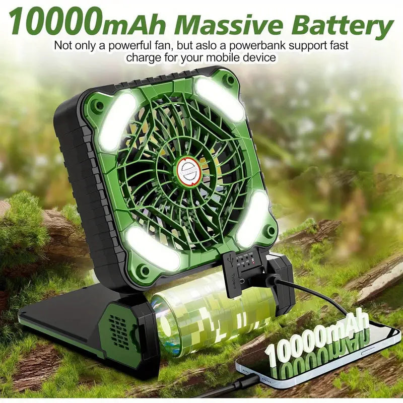 10000mAh Rechargeable Solar Powered Fan Plus