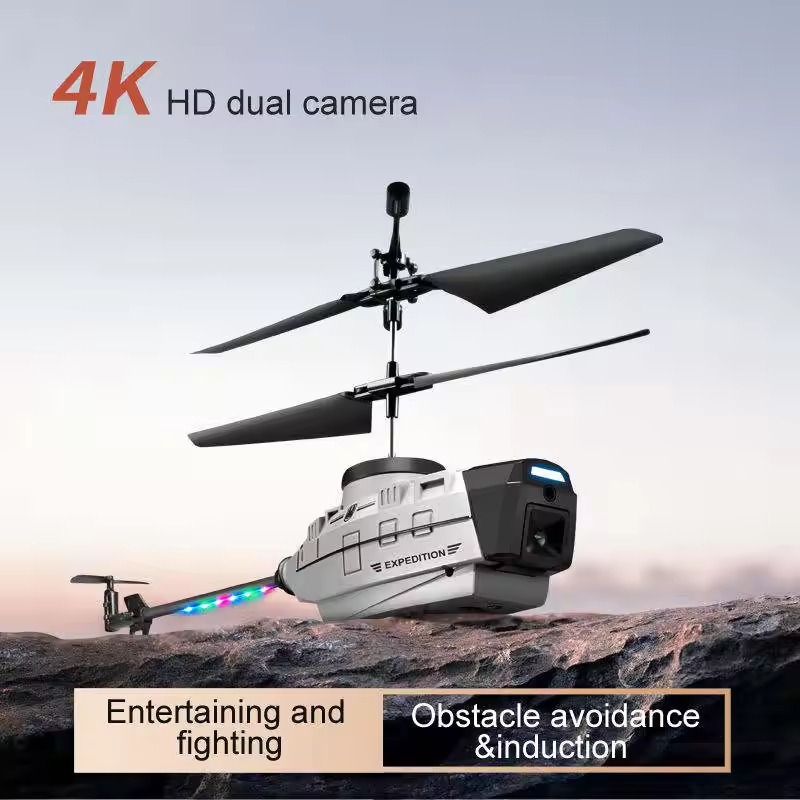 New KY202 RC Helicopter Drone 4K Dual Camera Obstacle Avoidance Air Gesture Intelligent Hover LED Light Toys KY202 Helicopter