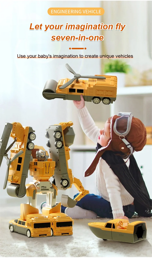 "Children's Transformable Magnetic Mech Engineering Vehicle: Interactive Puzzle Robot Set for Parent-Child Bonding"