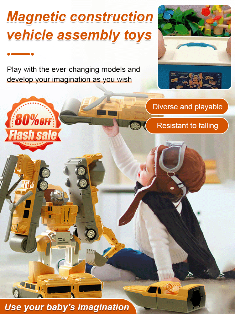 "Children's Transformable Magnetic Mech Engineering Vehicle: Interactive Puzzle Robot Set for Parent-Child Bonding"