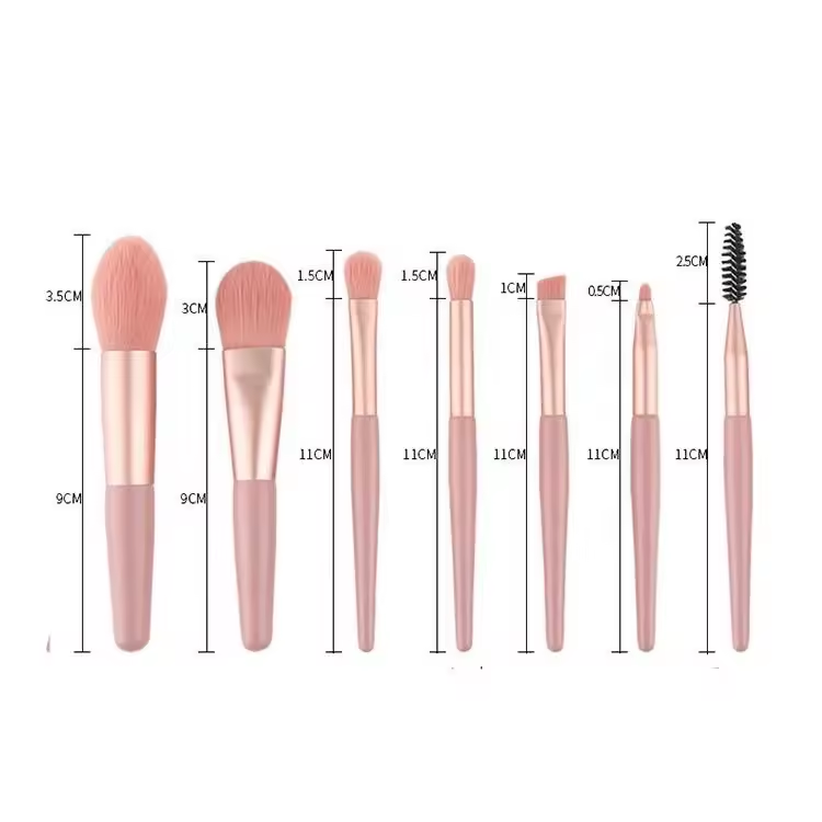 8pcs Custom Pink Mini Travel Beauty Brush Set Maquillage Red Cosmetic Tool Portable Makeup Brush Kit With Leather Pu Bagt