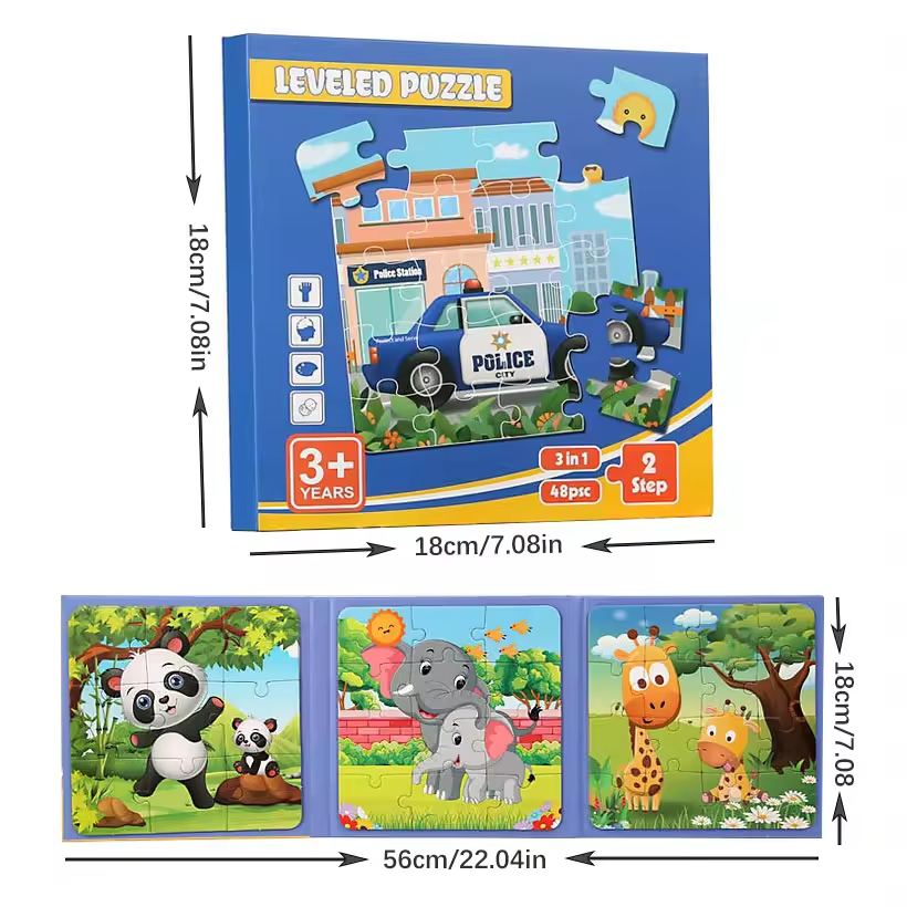 Kids 2 in 1 Magnetic Jigsaw Puzzle Book Toys Portable Folding Early Learning Developing intelligence Educational Toy Child Gifts