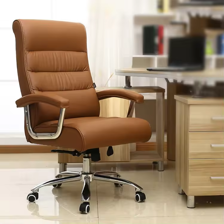 Modern Simple Leather with Soft Seat and Fixed Armrest for Home and Use Stylish Leisure Backrest Design office chair