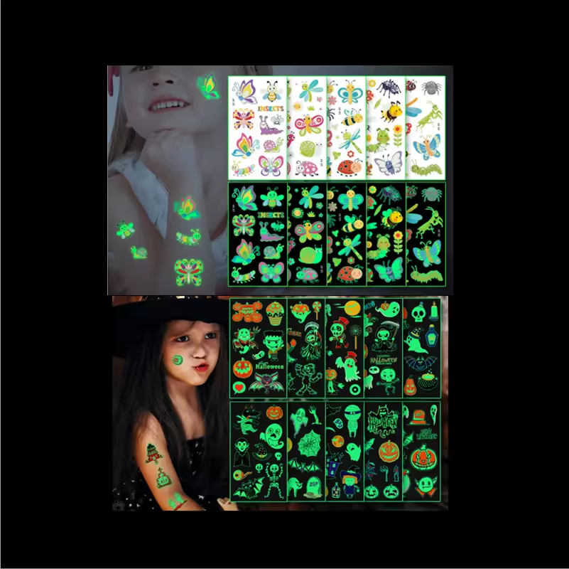 ReviewsKnow your supplierProduct descriptions from the supplier wholesale new fashion waterproof bar luminous fluorescence glow in the dark noctilucence scary Halloween cartoon tattoo sticker