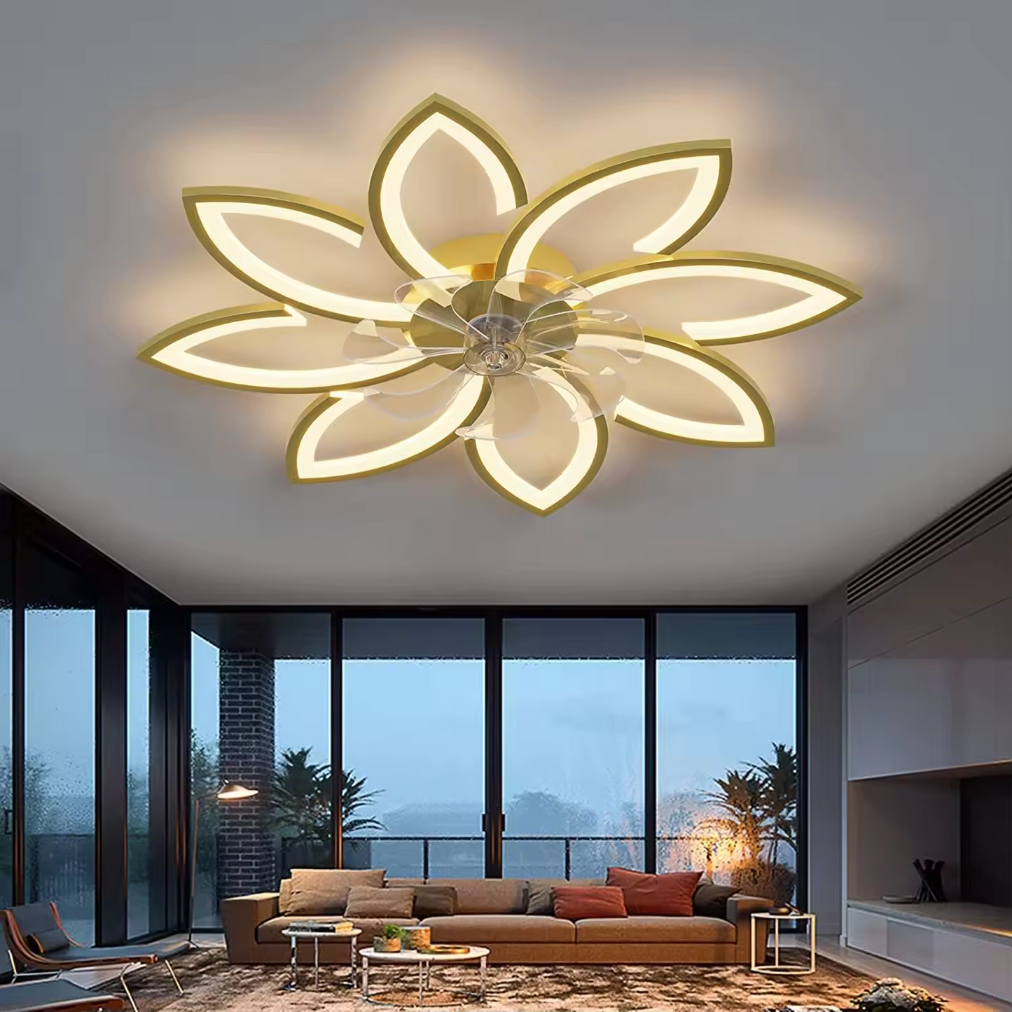 Modern Bladeless Smart Best Ceiling Fan with Light chandelier Remote Control for Bedroom ventilador led ceiling fan lights