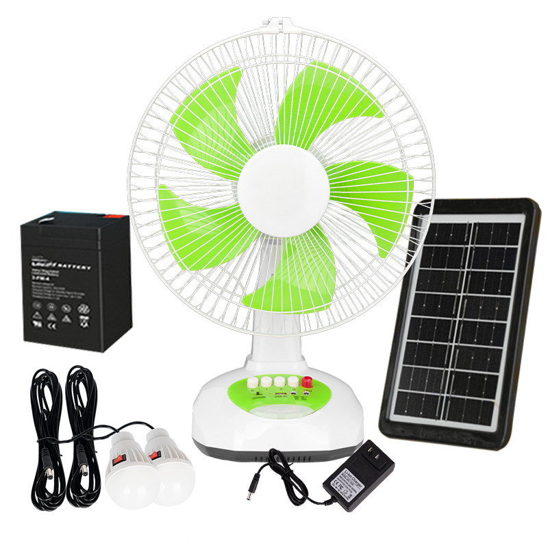 New 2024 Solar Powered USB Rechargeable 12inch Fan With solar panel