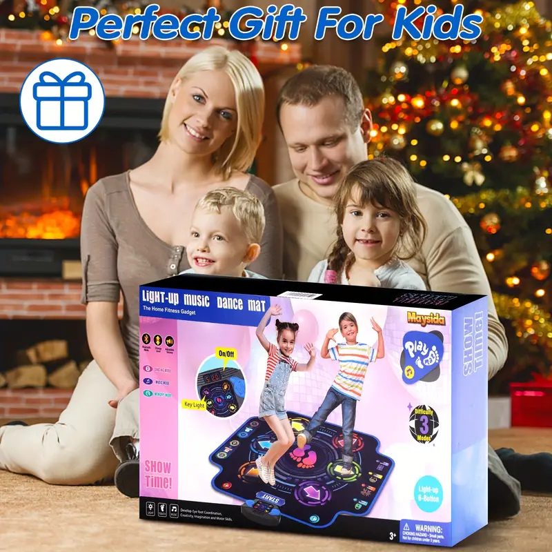 Dance Mat for Kids - Electronic Dance Pad with Light-up 6-Button（Battery free）