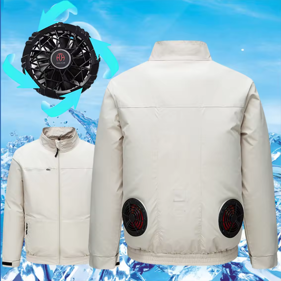 20000mAh Battery Pack Cooling Vest, Air Conditioning Suit with Two Fans, 12V 360° Air Delivery Cooling Jacket, UV Protection Cooling Suit - Oversized