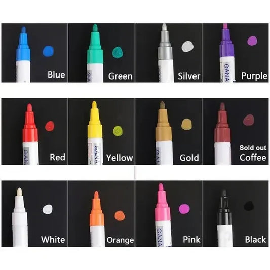 🚗 Waterproof Tire Paint Pen – 12 Colors Set 🚗