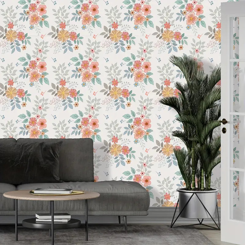 1pc Removable Sticker, Modern Art, Floral Wallpaper, Removable Waterproof, For Bedroom Living Room Decor, Home Decor, Room Decor, Sticker Packs