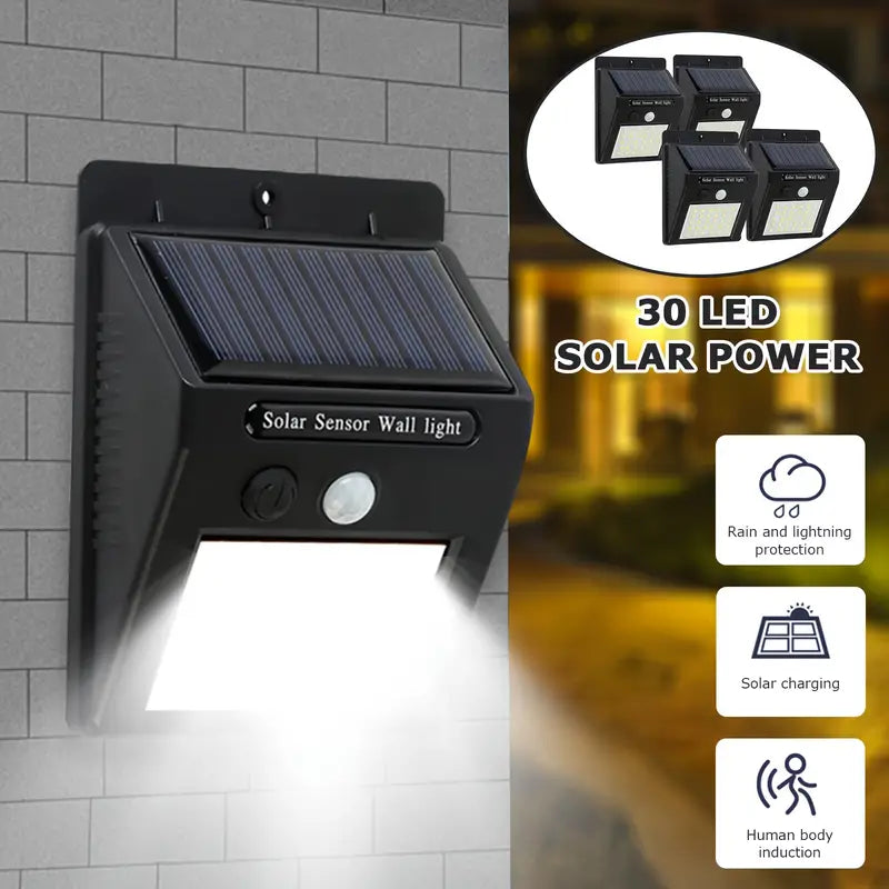 4Pcs Solar Outdoor Motion Sensor LED Wall Light, Outdoor Garden Light