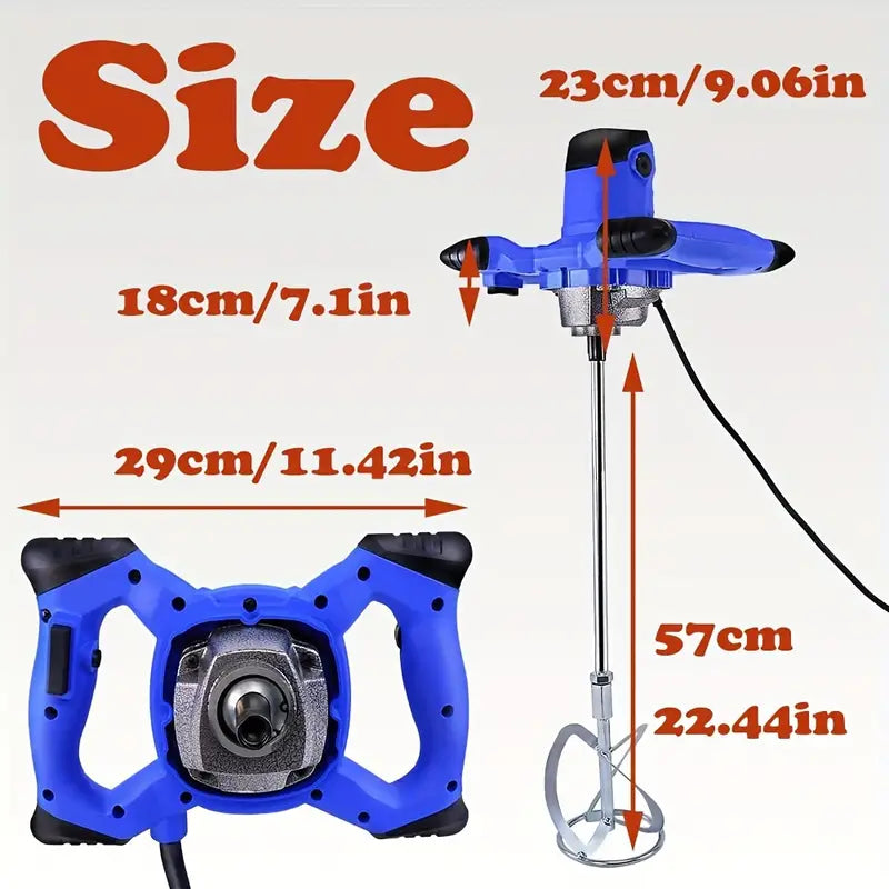 6-Speed Portable Electric Concrete Mixer - Handheld Paint Mixer with Adjustable Speed