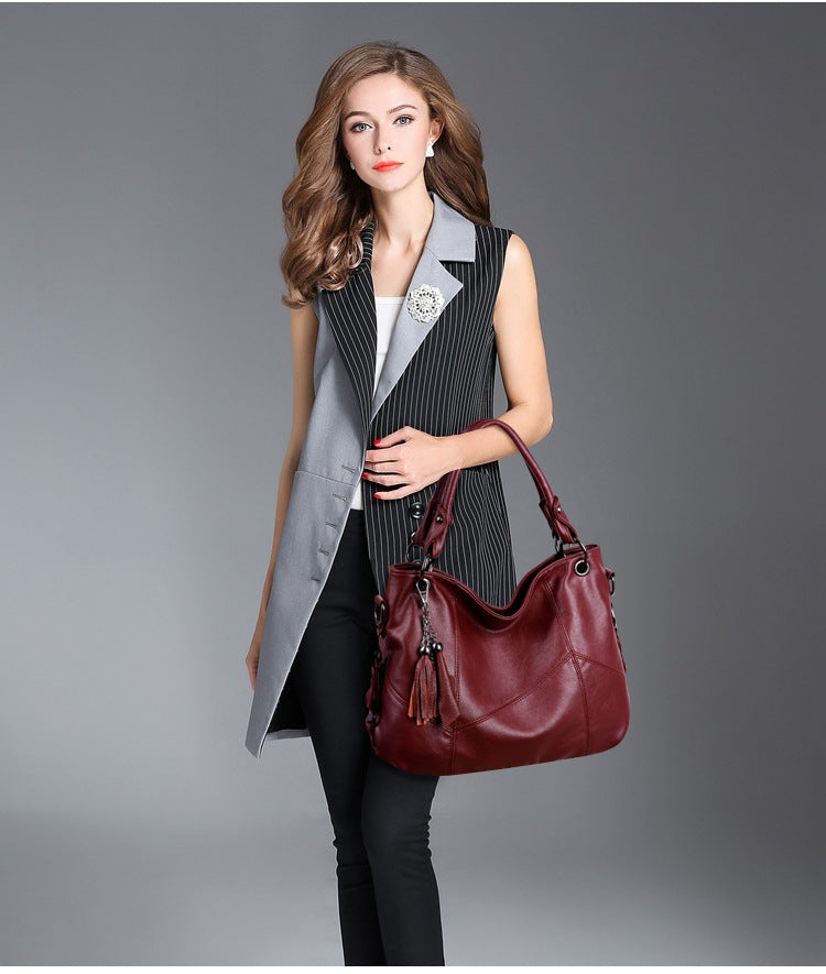 New High Quality Solid Color Ladies Handbag Zipper Designer Shoulder Bag Ladies PU Leather Bag