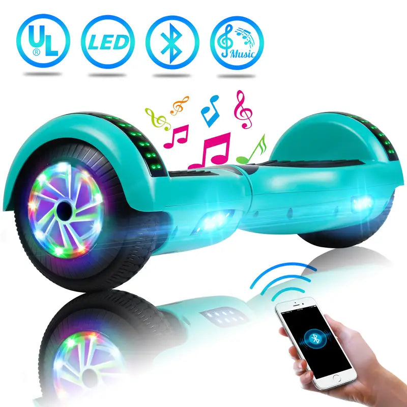 HOVSCO Hoverboard with Wireless and LED Lights, 6.5" Two Wheel Self Balancing Electric Scooter, Green