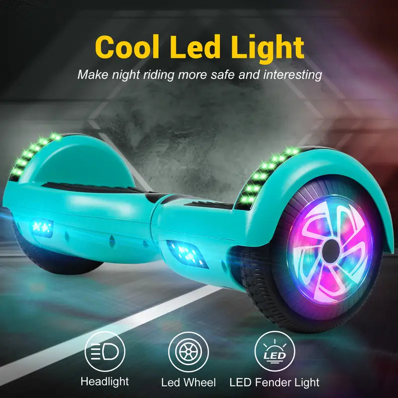 HOVSCO Hoverboard with Wireless and LED Lights, 6.5" Two Wheel Self Balancing Electric Scooter, Green