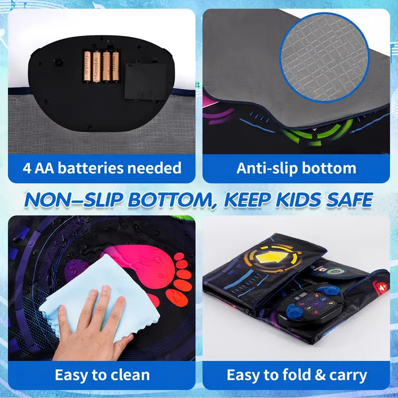 Dance Mat for Kids - Electronic Dance Pad with Light-up 6-Button（Battery free）