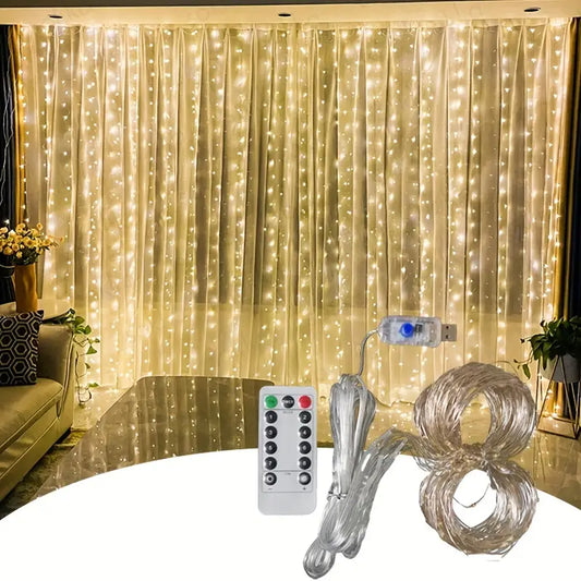 1pc 600LED 6m*3m/19.6ft*9.8ft USB Curtain String Lights