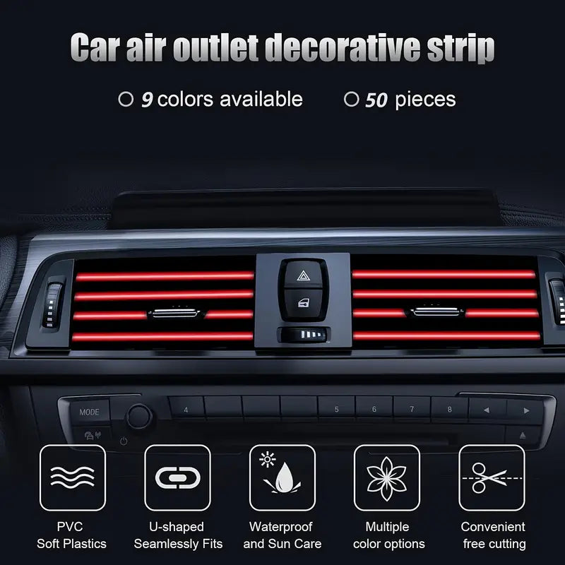 50 Pcs Universal Car Air Conditioner Vent Trim Decoration Strip