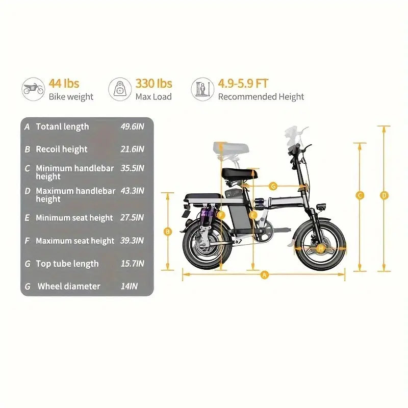 60km range foldable electric bike