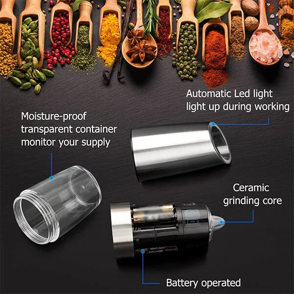 Electric Gravity Induction Salt & Pepper Grinder