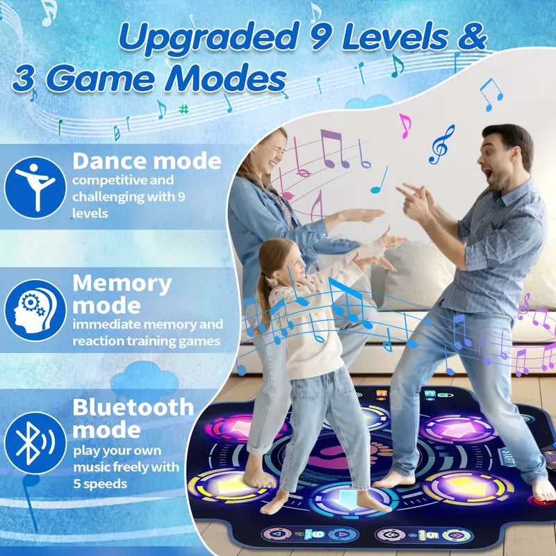 Dance Mat for Kids - Electronic Dance Pad with Light-up 6-Button（Battery free）