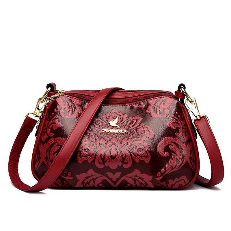 JIANUO red rose flower bag soft small leather shoulder bags for ladies