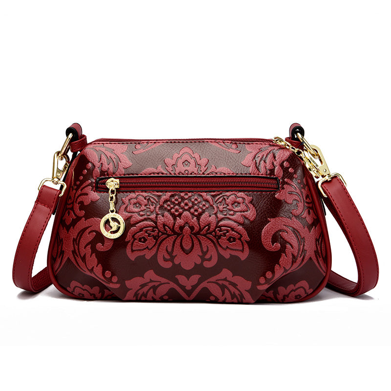 JIANUO red rose flower bag soft small leather shoulder bags for ladies