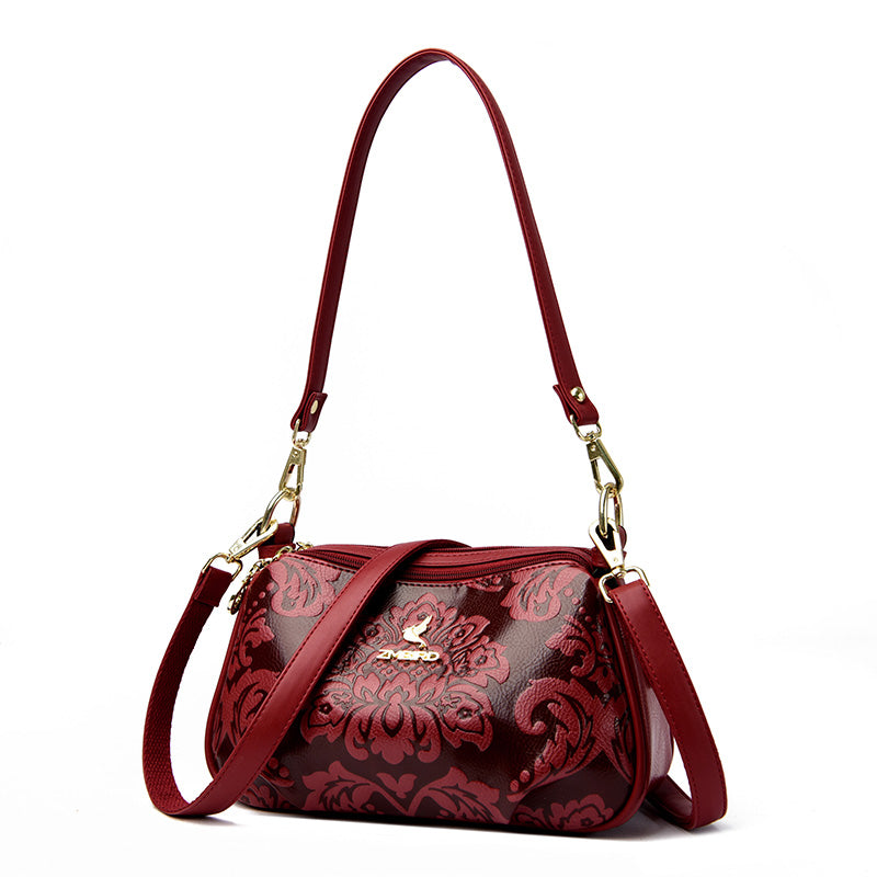 JIANUO red rose flower bag soft small leather shoulder bags for ladies