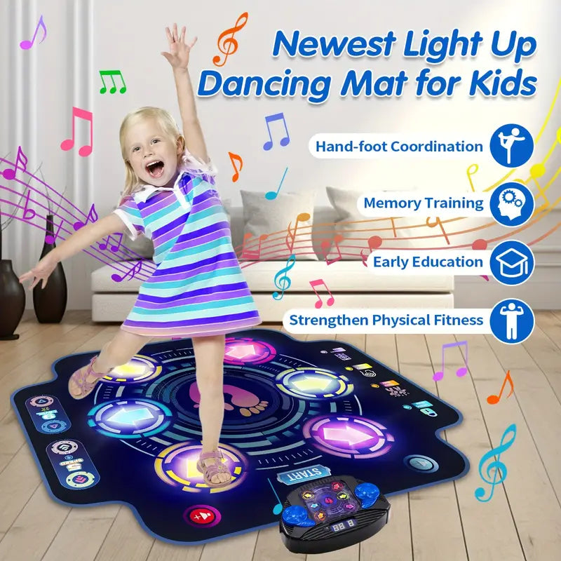 Dance Mat for Kids - Electronic Dance Pad with Light-up 6-Button（Battery free）