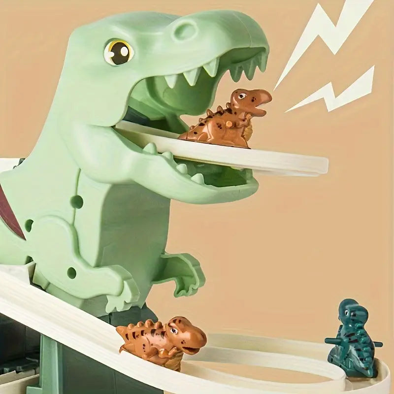 Dino-Race Extravaganza: Electric Track with Music, Lights & 6 Alloy Cars - The Ultimate Puzzle Gift