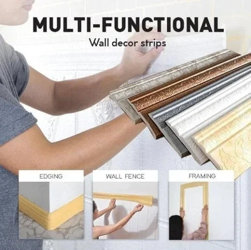 Two in a group🔥 Self-Adhesive Environmental Protection 3D Wall Edging Strip