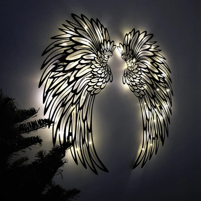 🔥 - 1 PAIR ANGEL WINGS METAL WALL ART WITH LED LIGHTS-🎁GIFT TO HER