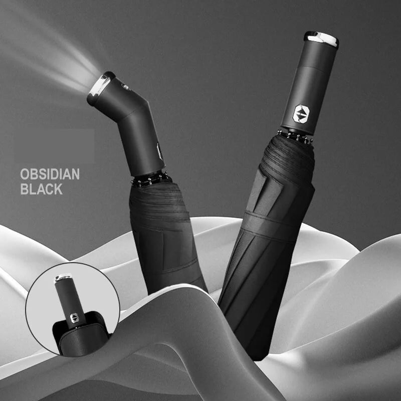 Multifunctional Adjustable Rotating Flashlight Automatic Umbrella