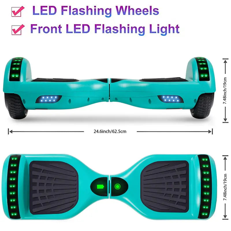 HOVSCO Hoverboard with Wireless and LED Lights, 6.5" Two Wheel Self Balancing Electric Scooter, Green