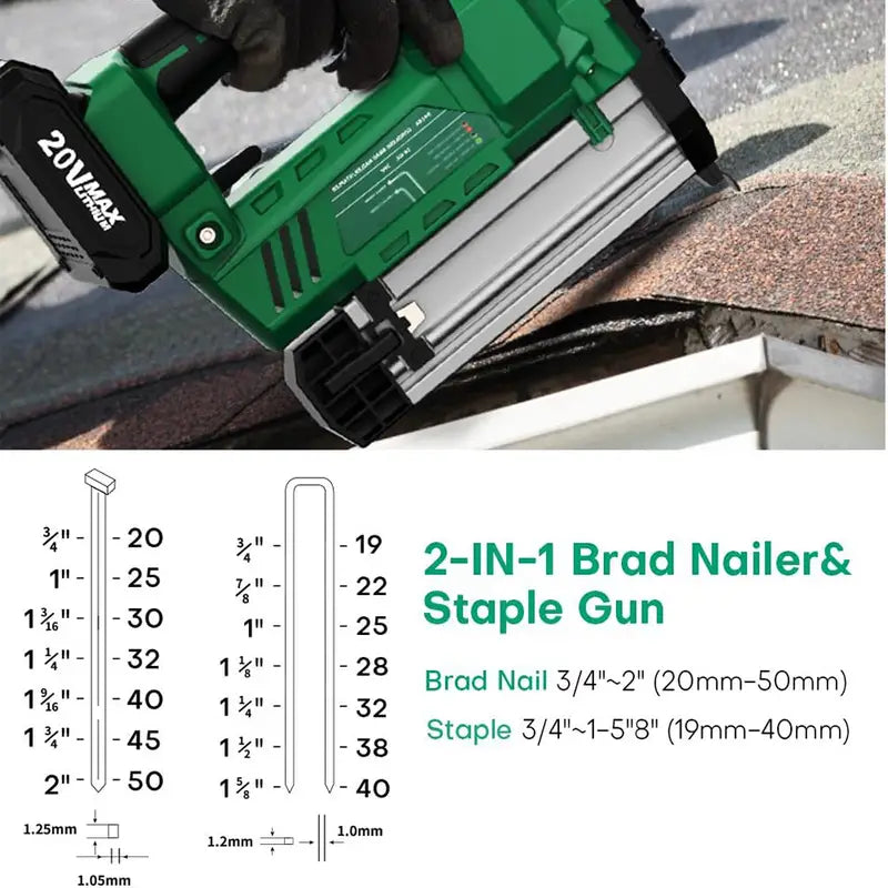 2 in 1 Cordless Brad Nailer/Electric Stapler, Fast Charger, Adjustable Depth, Home Improvement & Woodworking